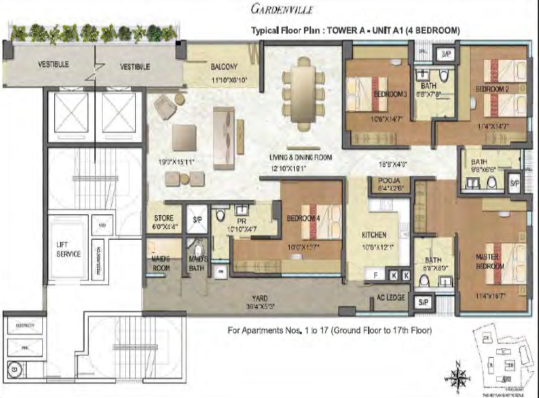 Typical Floor Plan - Tower A (4 Bedroom)